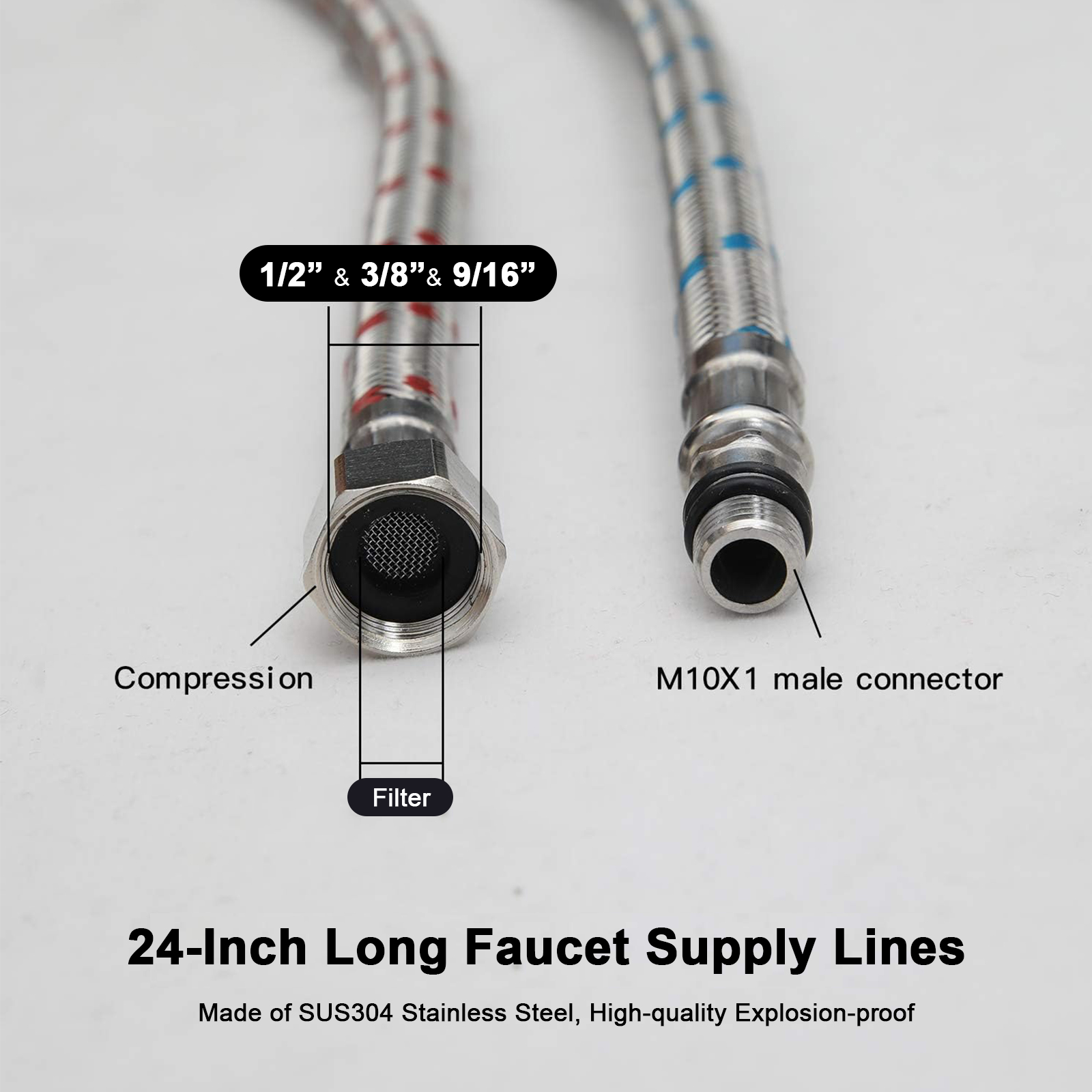 2 Piece 24-Inch Long Faucet Co - Flexible Hose Braided recensione e prezzo
